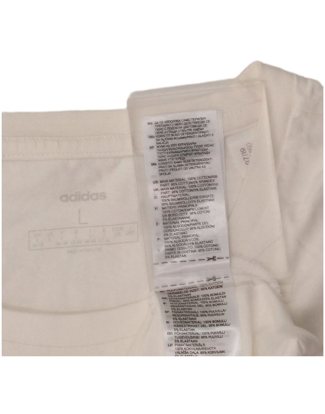 ADIDAS Grafisk T-shirt top til kvinder UK 16/18 Stor hvid bomuld