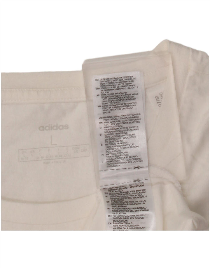 ADIDAS Grafisk T-shirt top til kvinder UK 16/18 Stor hvid bomuld
