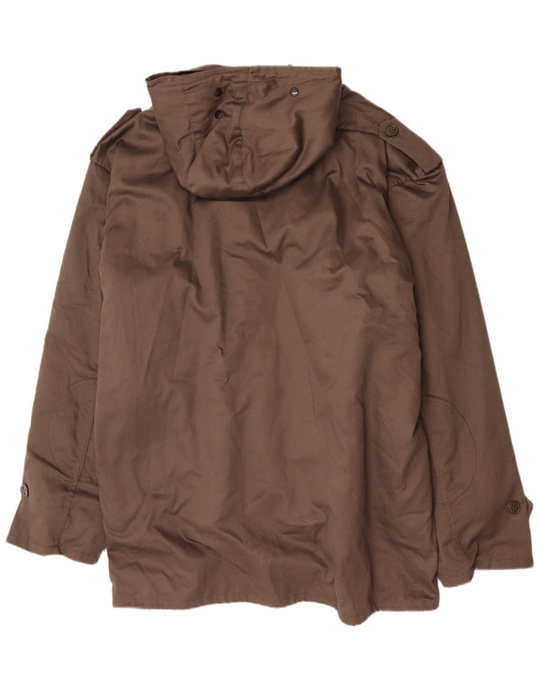 Vintage Herre Militær Hætte Sherpa Parka Jakke IT 62 3XL Khaki