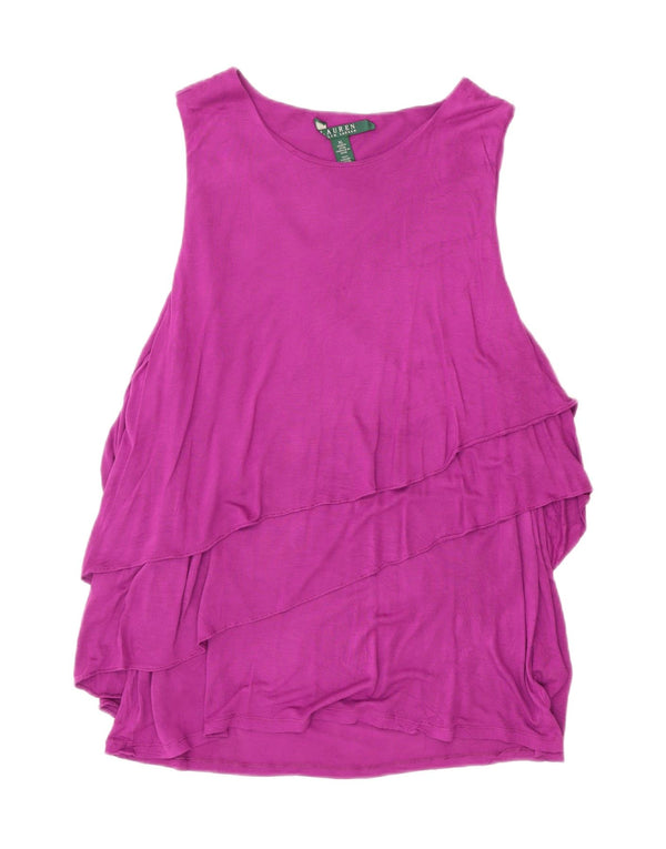 Ralph Lauren Dame ærmeløs bluse Top UK 18 XL Lilla Viscose