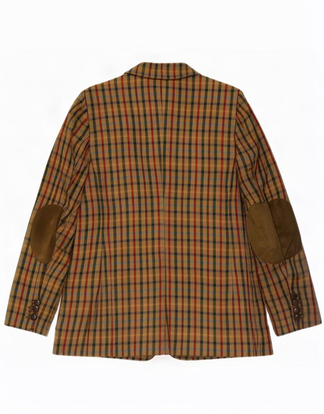 DAKS Dame 2 Button Blazer Jacket UK 16 Large Khaki Gingham Wool