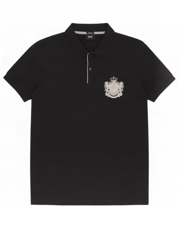 Hugo Boss Mens Regular Fit Polo Shirt Large Black Cotton