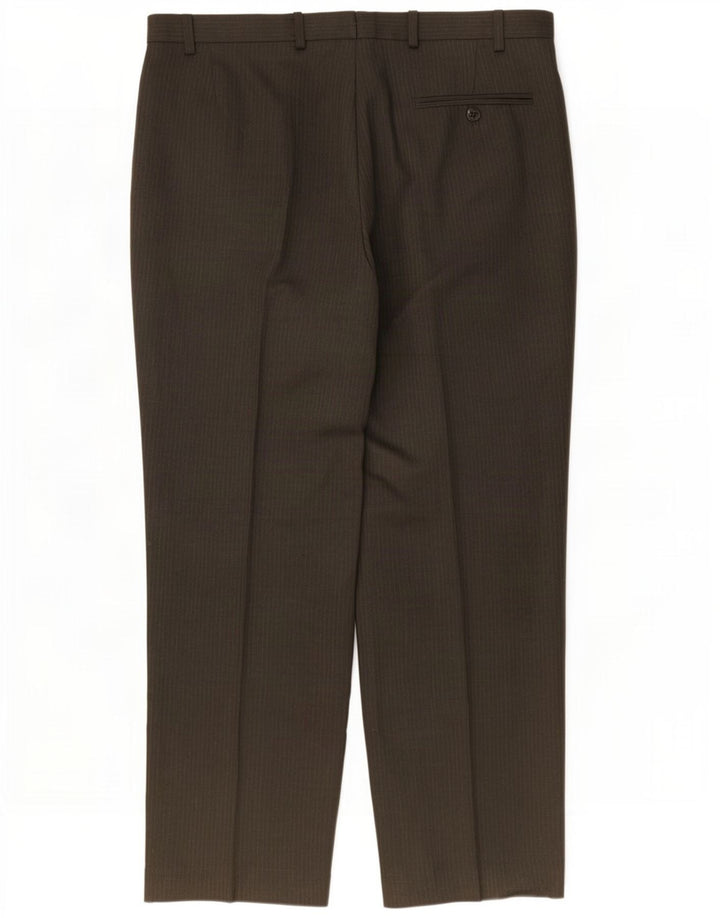 Marks & Spencer Herre Pegged Suit Bukser W36 L29 Brun nålestribet polyester