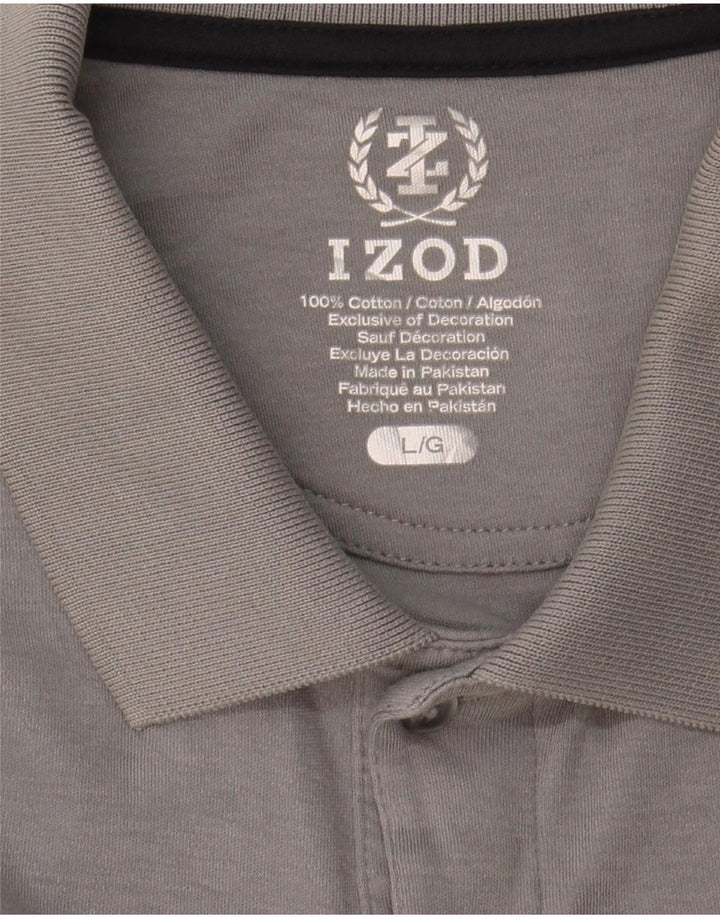 IZOD Mens Polo Shirt Large Grey Cotton