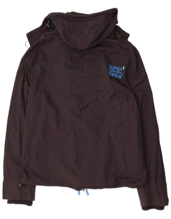Superdry Windcheater Grafisk Regnjakke med Hætte UK 44 2XL Sort Nylon