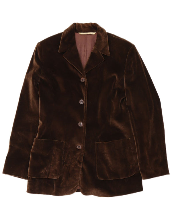 Penny Black Womens Relaxed Fit 4 Button Velvet Blazer Jacket UK 6 XS Brun