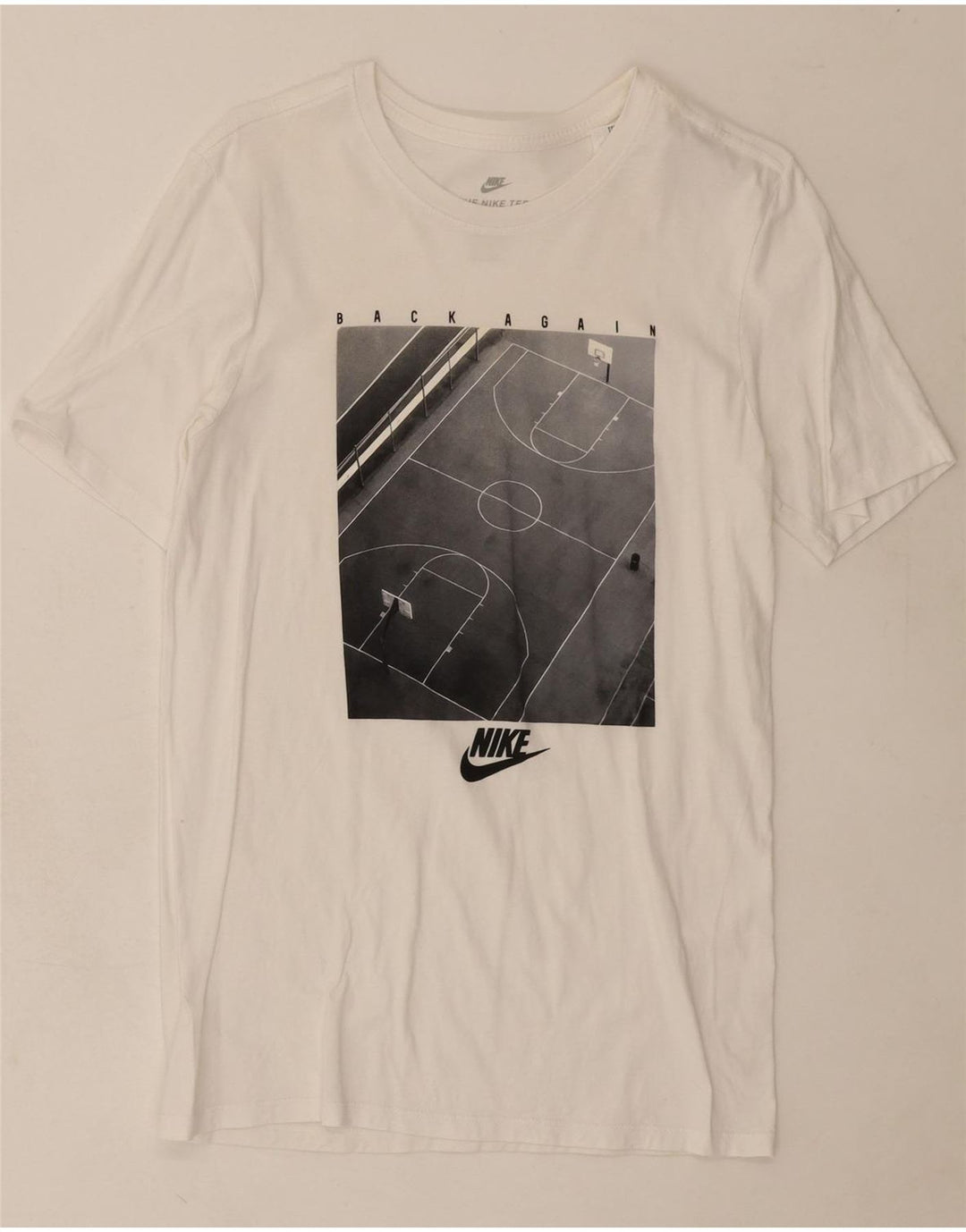 NIKE Mens Athletic Cut Graphic T-Shirt Top Small White Vintage Nike and Second-Hand Nike from Messina Hembry 