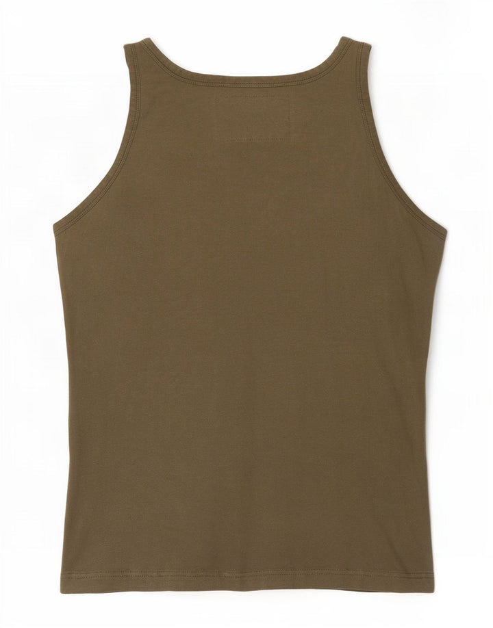 Freddy Dame Grafisk Vest Top IT 46/48 Stor Khaki Bomuld