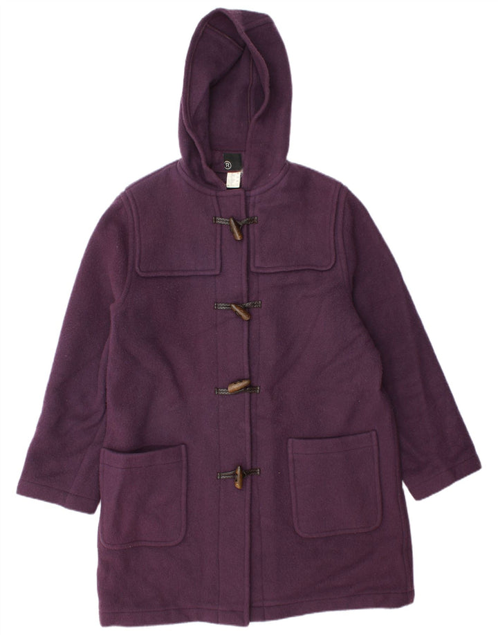 Vintage Dame Hooded Duffel Coat UK 14 Large Purple Uld