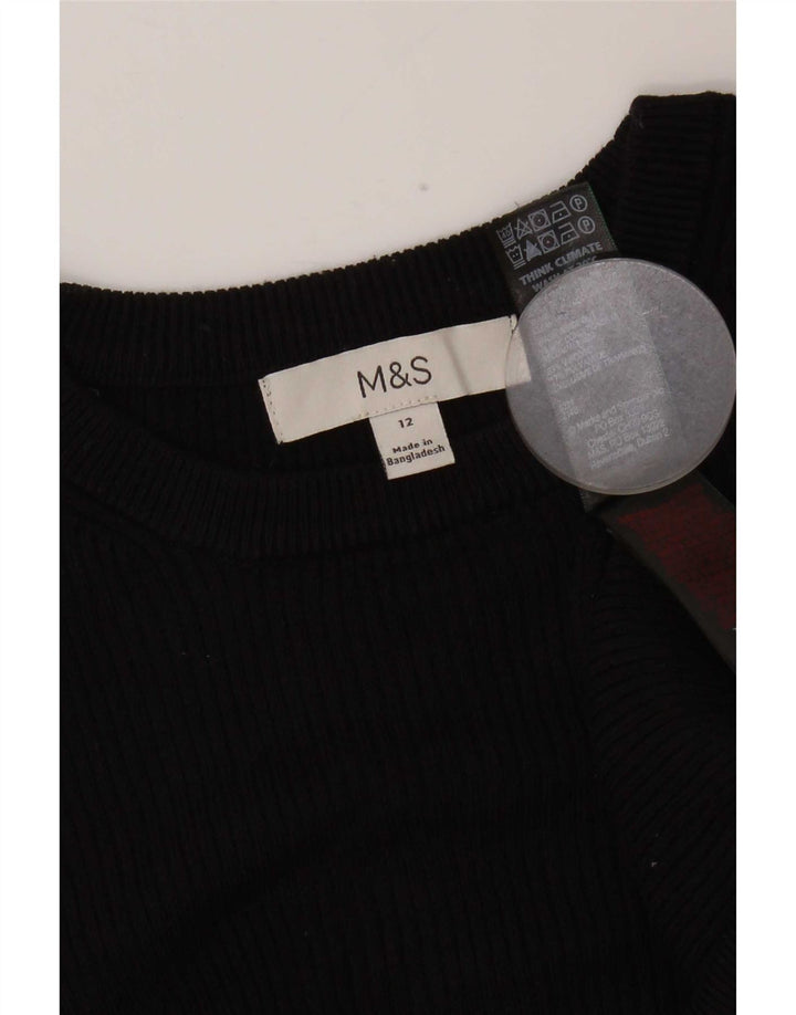 Marks & Spencer Dametop Langærmet UK 12 Medium Sort Viscose