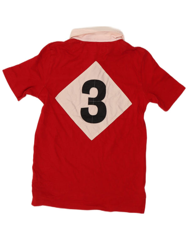 Ralph Lauren Womens Graphic Rugby Polo Shirt UK 12 Medium Red Colourblock