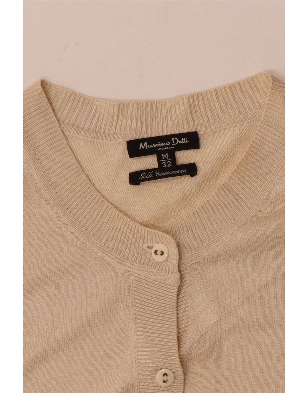 Massimo Dutti Dame Cardigan Sweater UK 12 Medium Beige Silke