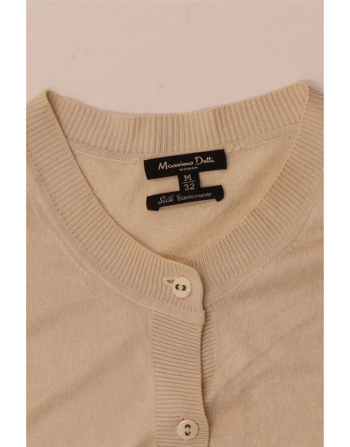 Massimo Dutti Dame Cardigan Sweater UK 12 Medium Beige Silke