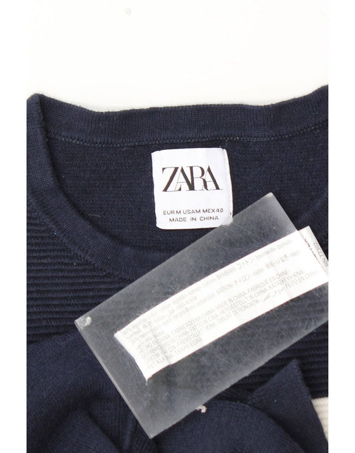ZARA sweater med rund hals til mænd Medium marineblå Colourblock Bomuld