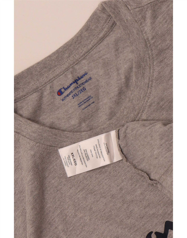 Champion Herre Grafisk T-Shirt Top 2XL Grå Bomuld