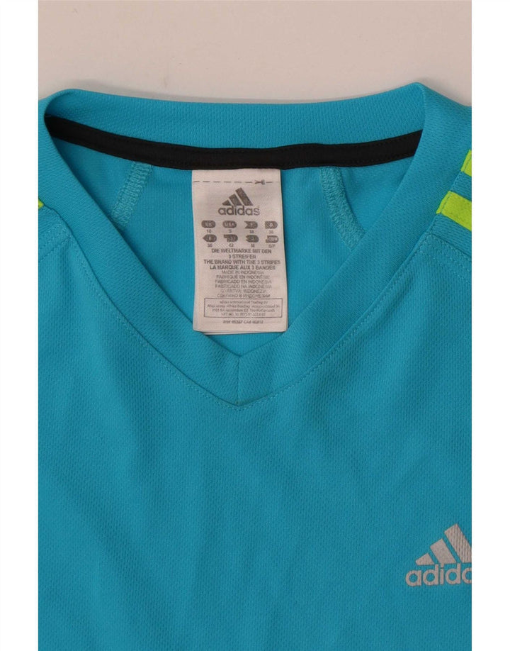 Adidas Dame T-Shirt Top UK 10 Small Blue Polyester