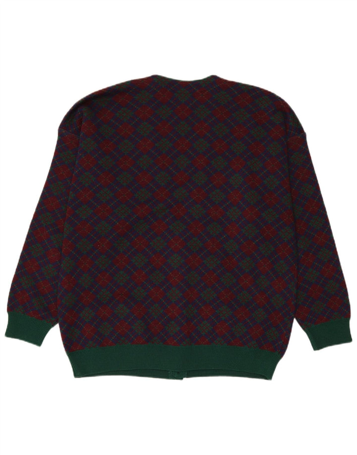 Stefanel Herre cardigan sweater Medium Navy Blue Fair Isle