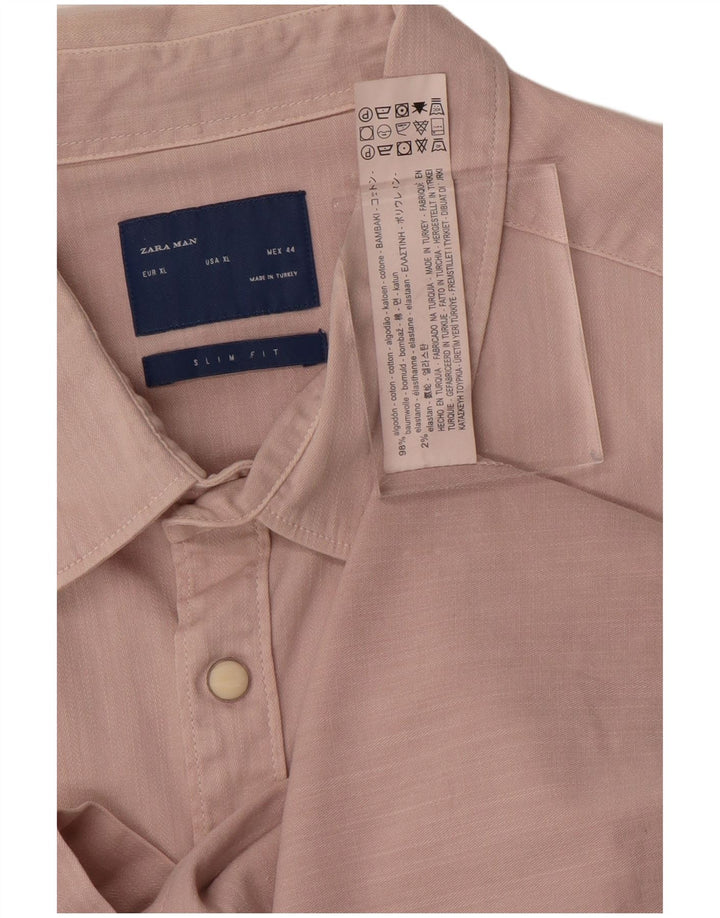 Zara Herre Slim Fit Shirt XL Pink Bomuld