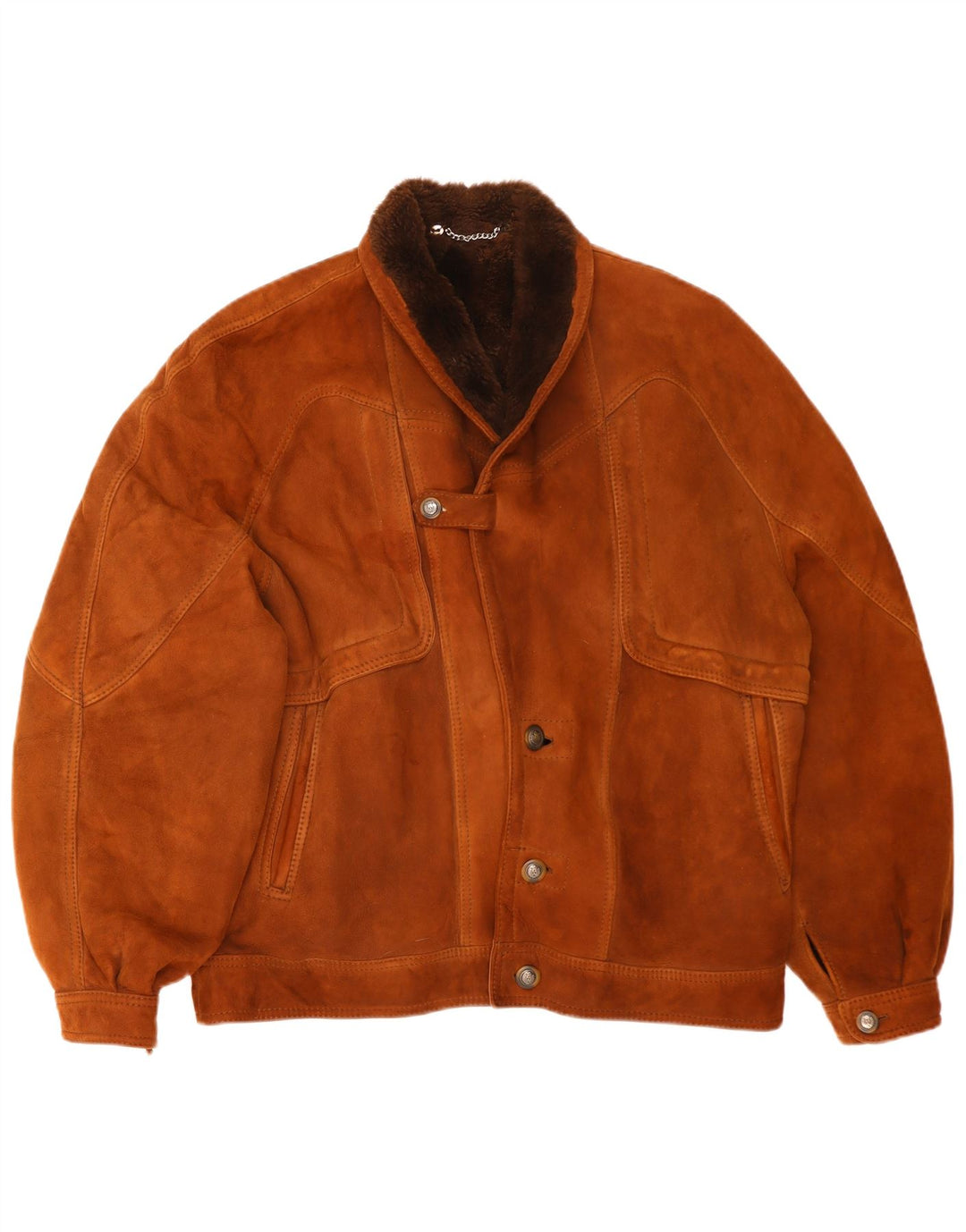 Vintage Herre Shearling Jacket IT 54 2XL Brun