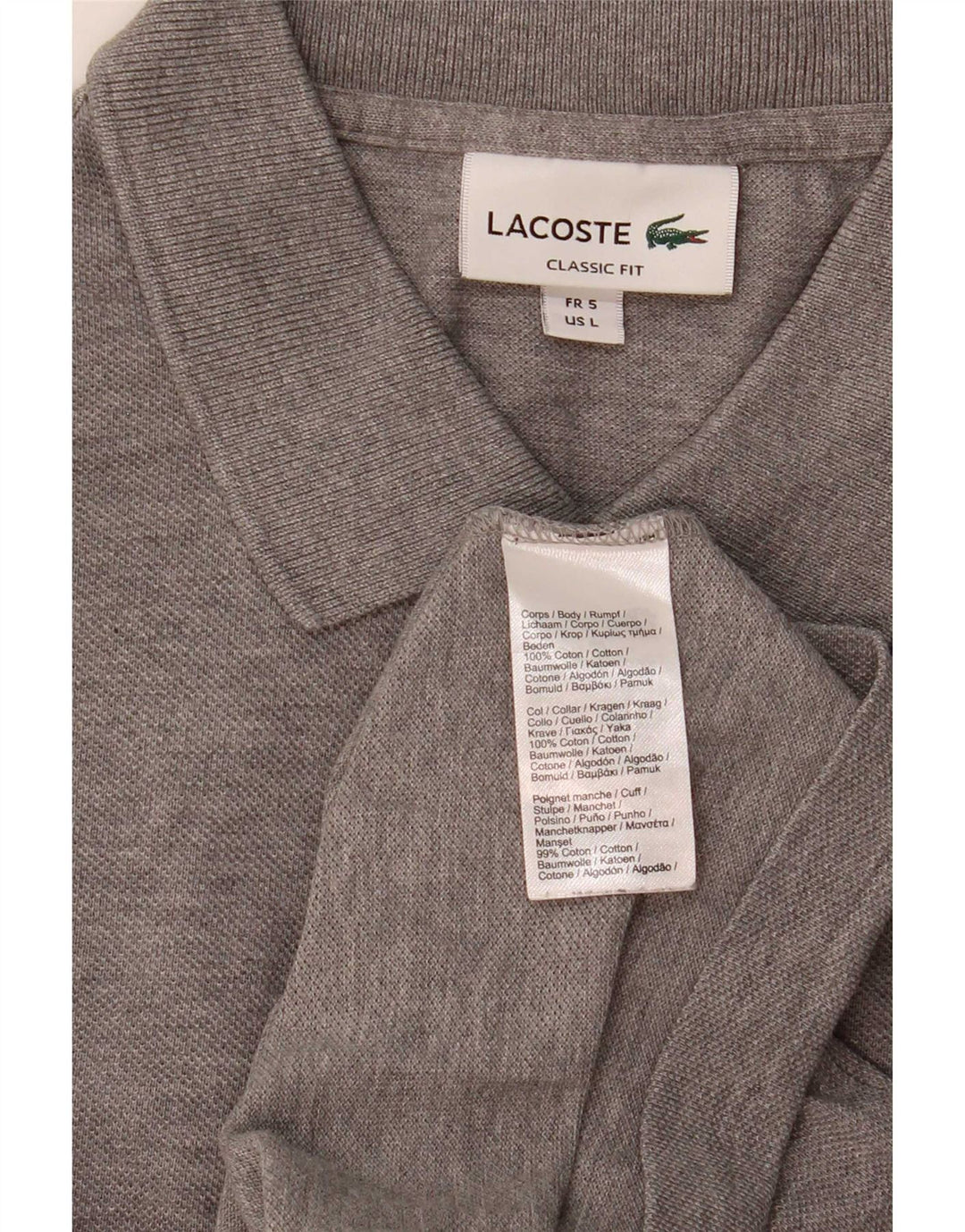 Lacoste Herre Classic Fit Polo Shirt Størrelse 7 Large Grå Bomuld