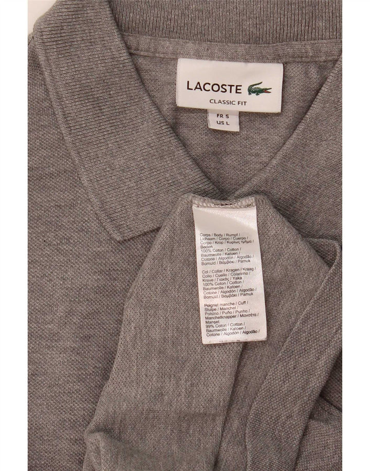 Lacoste Herre Classic Fit Polo Shirt Størrelse 7 Large Grå Bomuld