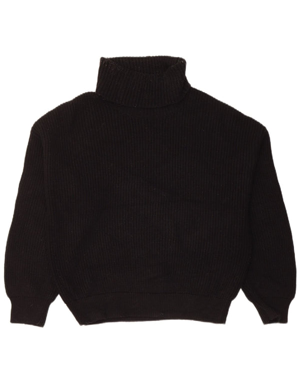 Zara Dame Rullehals Sweater UK 14 Medium Sort Viscose
