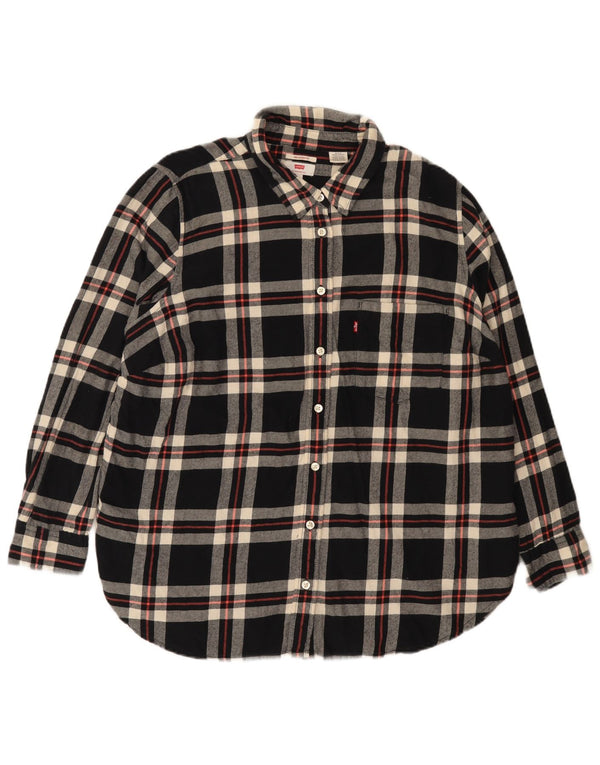 Levi's Dame Relaxed Fit Flanell Shirt UK 18 XL sort ternet bomuld