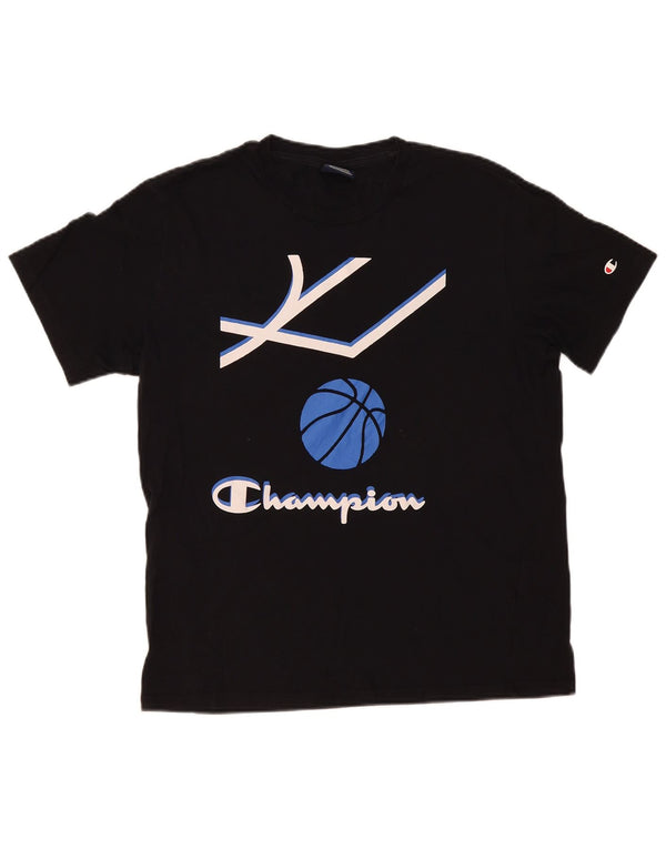Champion Herre Grafisk T-Shirt Top Medium Sort