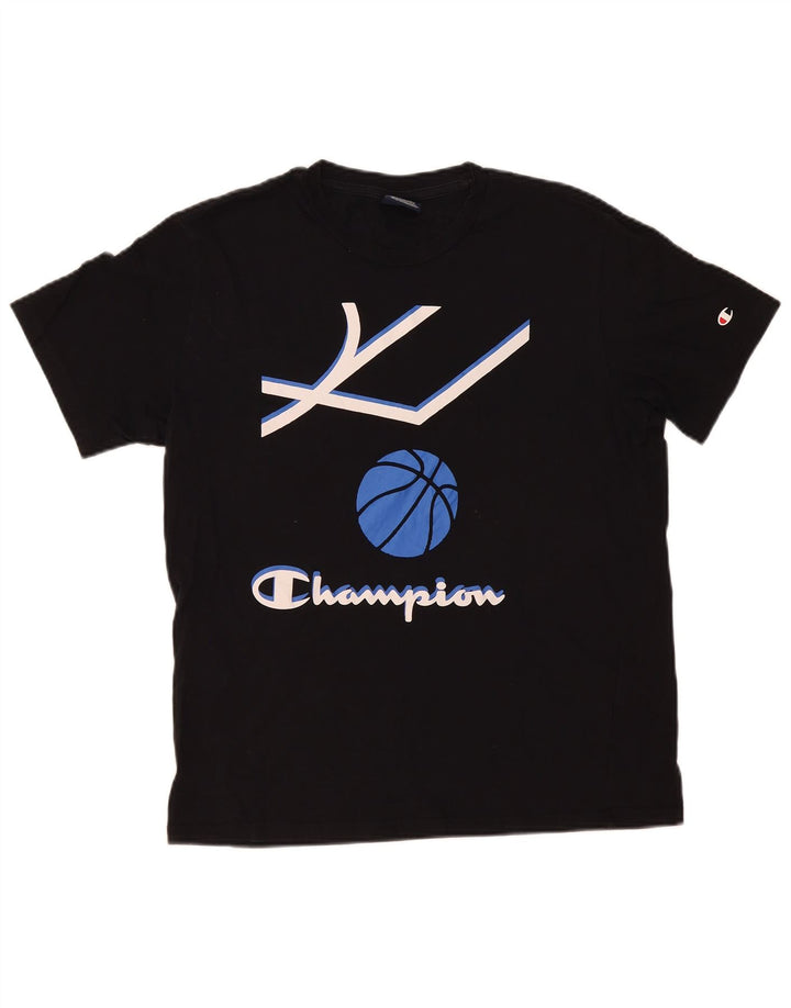 Champion Herre Grafisk T-Shirt Top Medium Sort