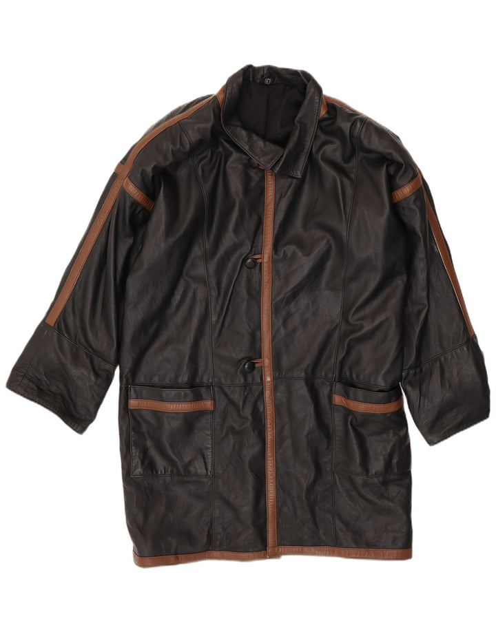 VINTAGE Læderfrakke til mænd UK 40 Stor sort farveblok