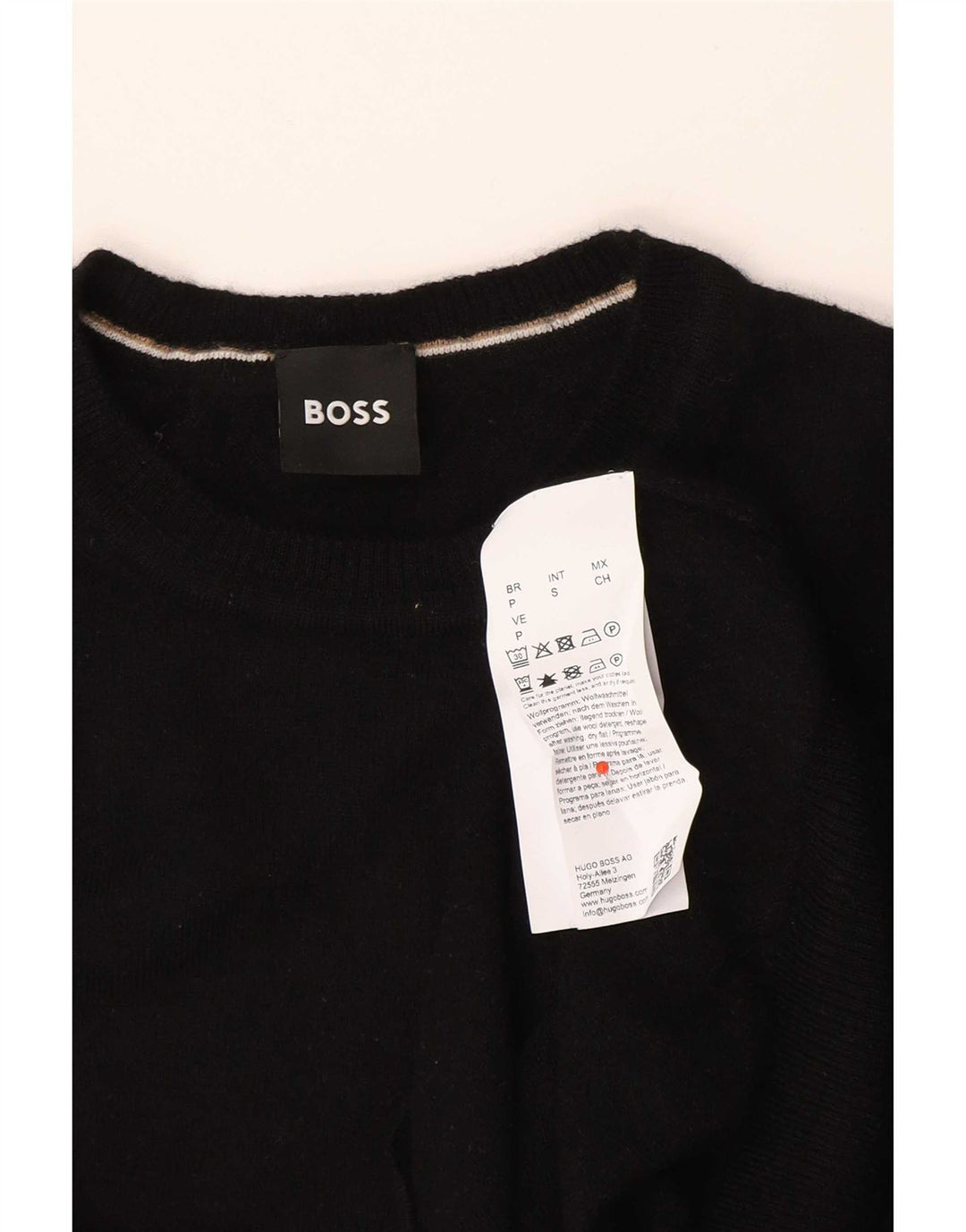 Hugo Boss Herre Crew Neck Jumper Sweater Small Black Virgin Wool