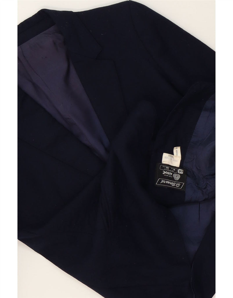 ST. BERNARD Womens 3 Button Blazer Jacket UK 14 Medium  Navy Blue Wool Vintage St. Bernard and Second-Hand St. Bernard from Messina Hembry 