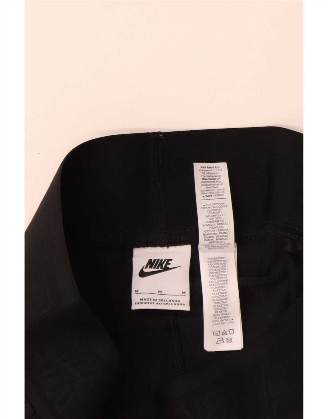 Nike Dame Grafiske Leggings UK 12 Medium Sort Bomuld