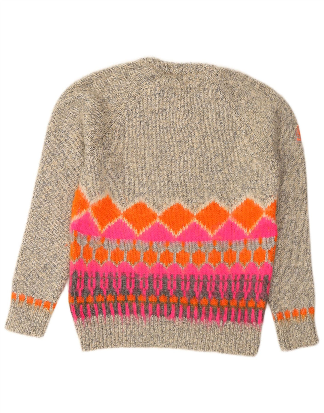 Superdry sweater med rund hals til kvinder UK 14 Medium Grey Fair Isle