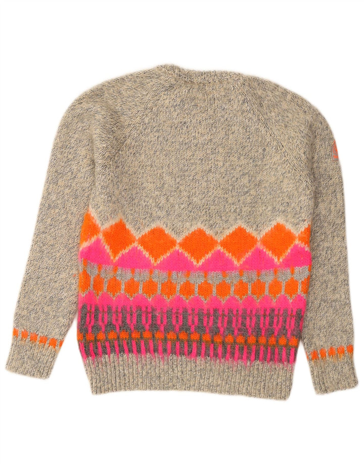 Superdry sweater med rund hals til kvinder UK 14 Medium Grey Fair Isle