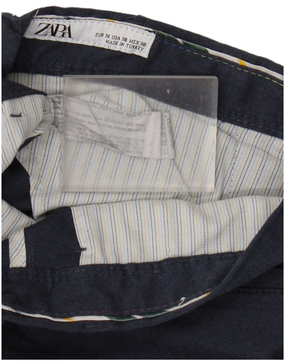 Zara Herre Slim Chino Bukser EU 38 Small W30 L29 Navy Blue Polyester