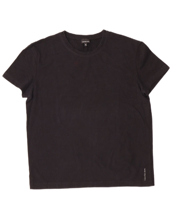 Calvin Klein Jeans Dame T-Shirt Top UK 18 XL Sort Bomuld