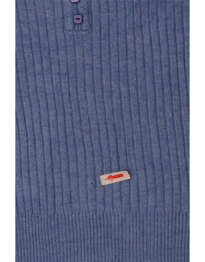 Marks & Spencer Dame Kortærmet V-hals Jumper Sweater UK 12 Medium Blue