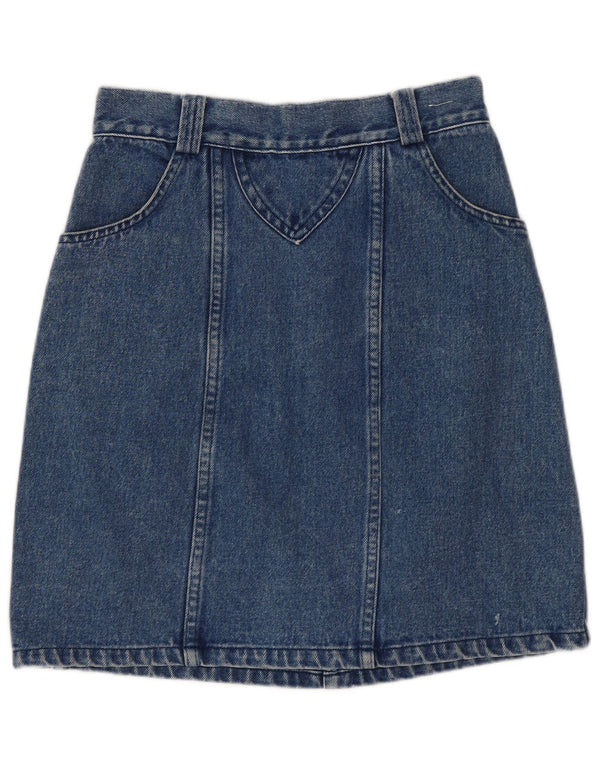 VINTAGE Womens High Waist Denim Skirt US 7/8 Medium W26  Blue Cotton
