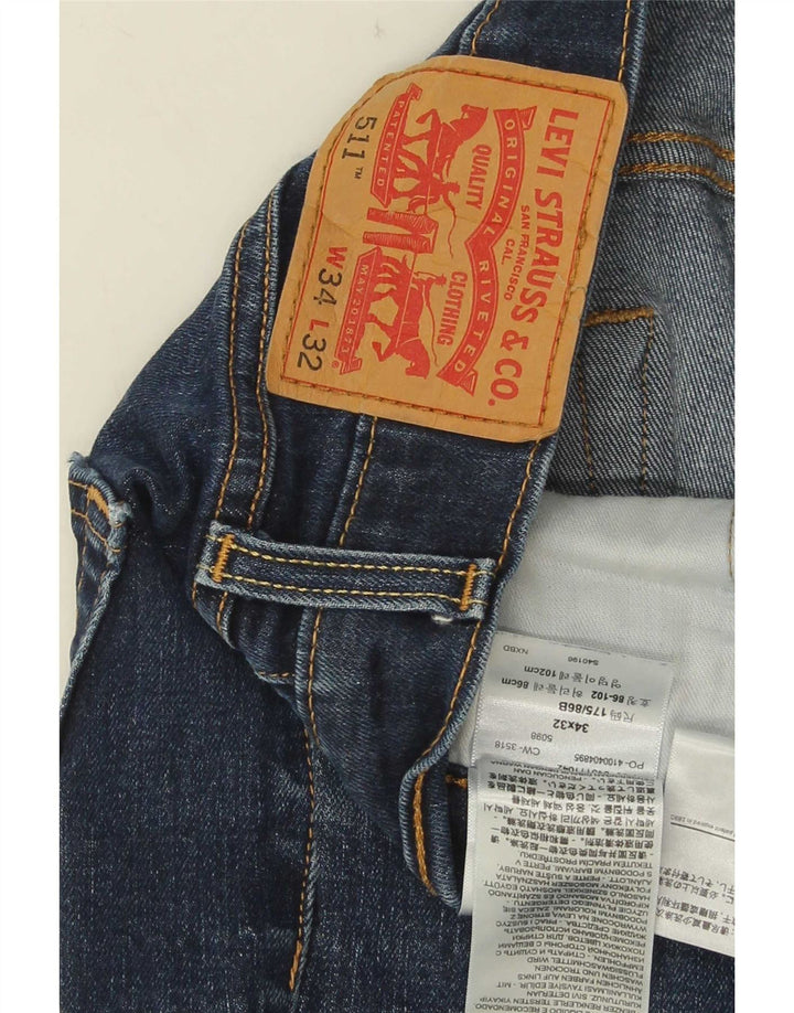Levi's Herre 511 Slim Jeans W34 L32 Marineblå Bomuld