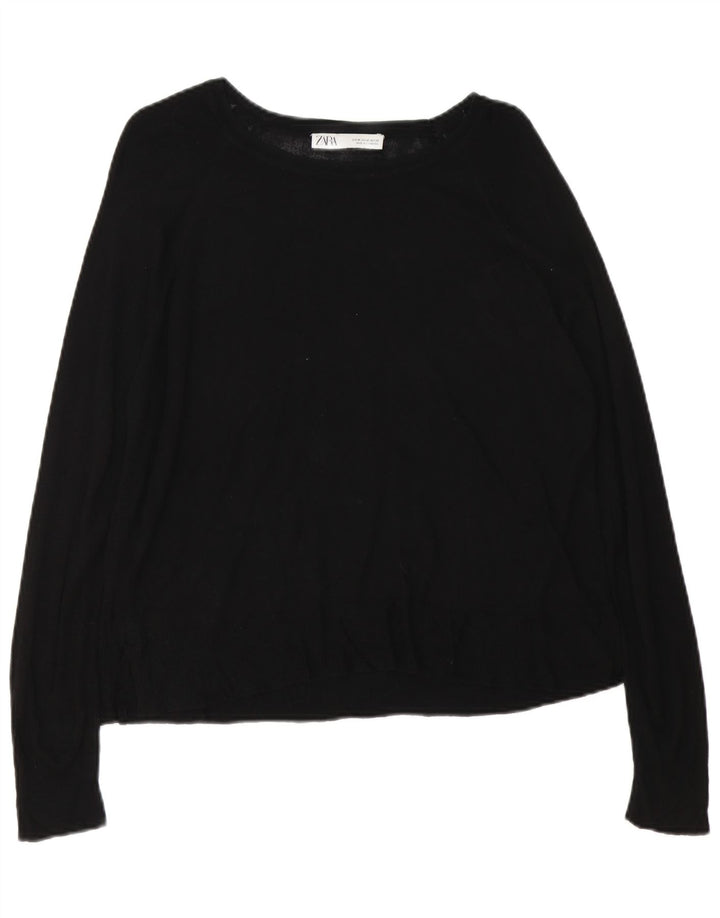 Zara Dame Boat Neck Jumper Sweater UK 14 Medium Black