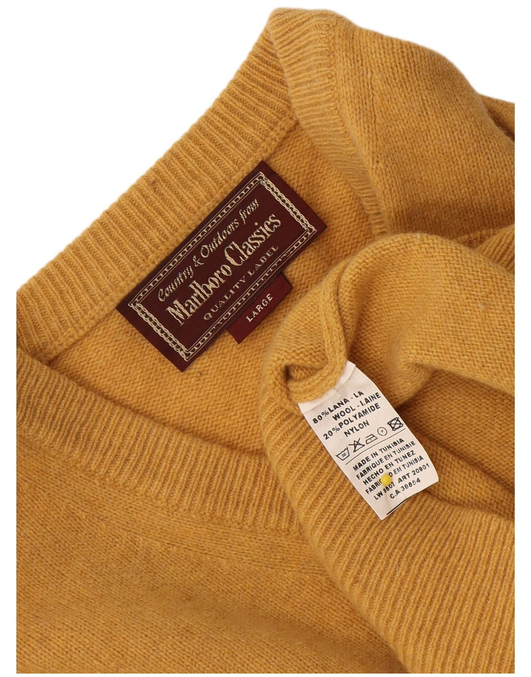 Marlboro Classics Herre V-hals sweater Stor gul uld