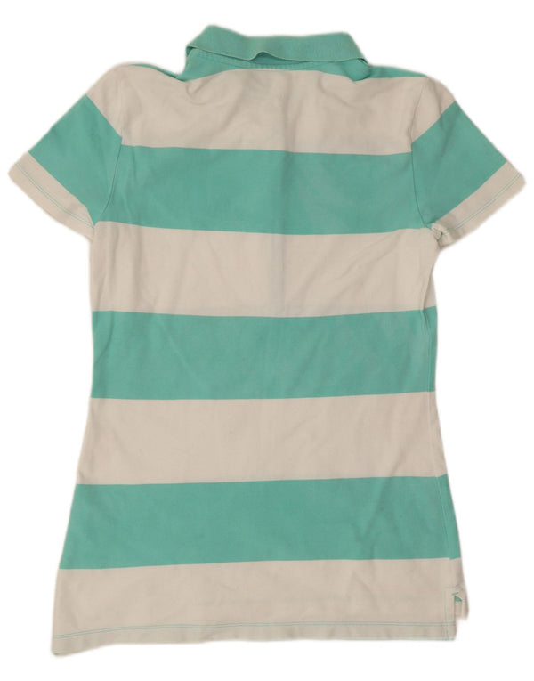 Tommy Hilfiger Dame Polo Shirt UK 10 Lille Grøn Stribet Bomuld