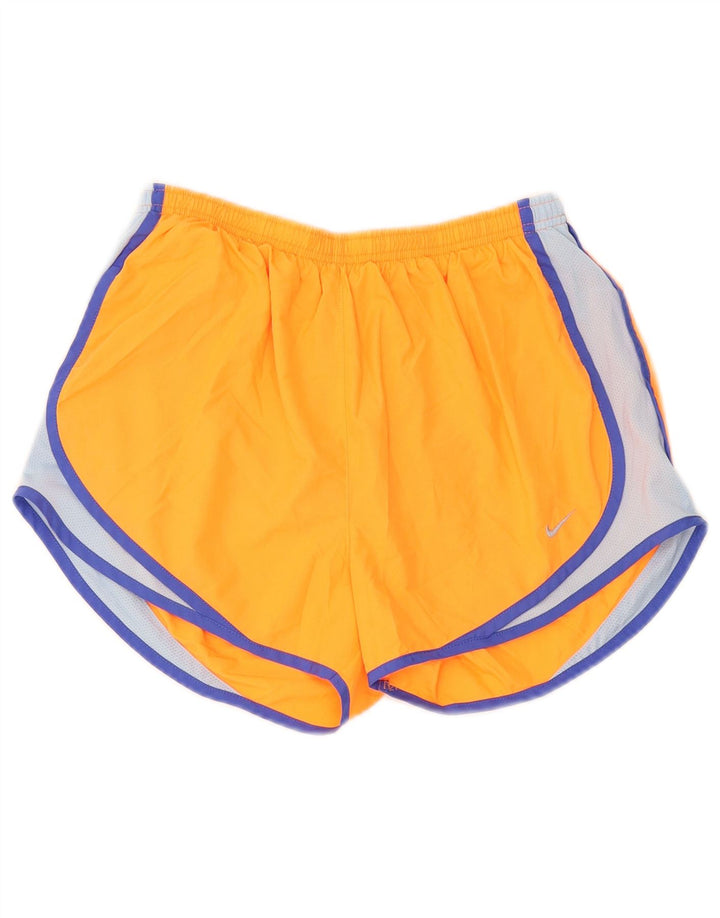 Nike Dame Dri Fit sportsshorts UK 12 Medium Orange Colourblock