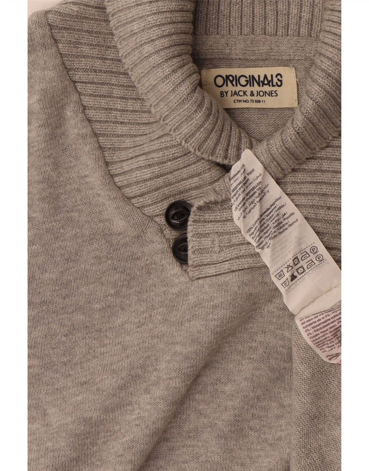 JACK & JONES Herre Shawl Neck Jumper Sweater Stor Grå Bomuld