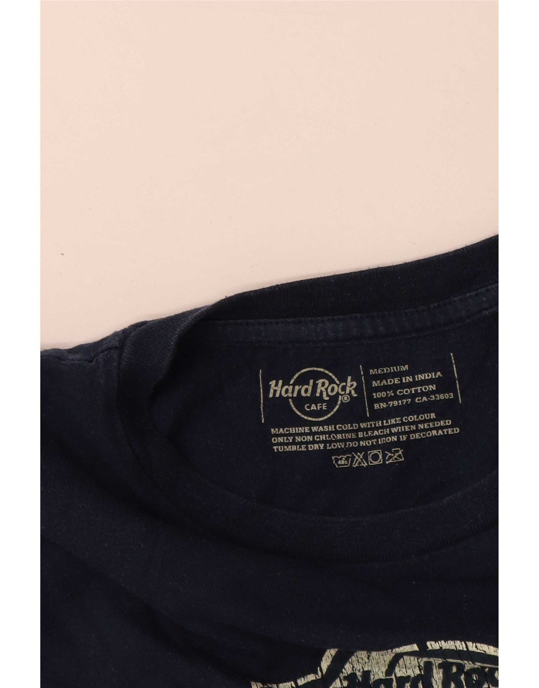 Hard Rock Cafe Herre grafisk T-shirt Top Medium Marineblå Bomuld