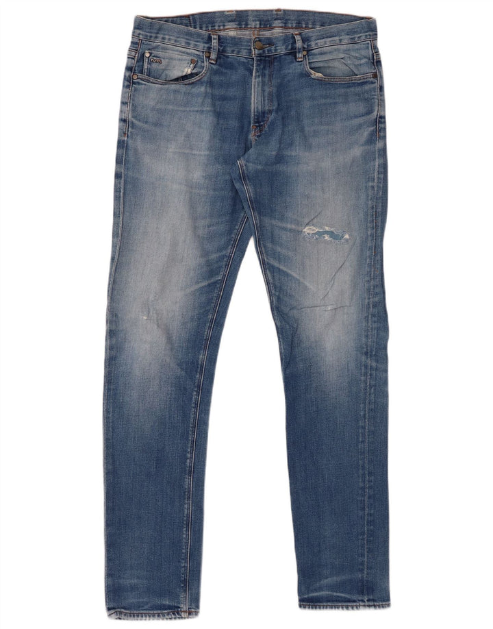 MICHAEL KORS Distressed Slim Jeans til mænd W33 L34 Blå bomuld