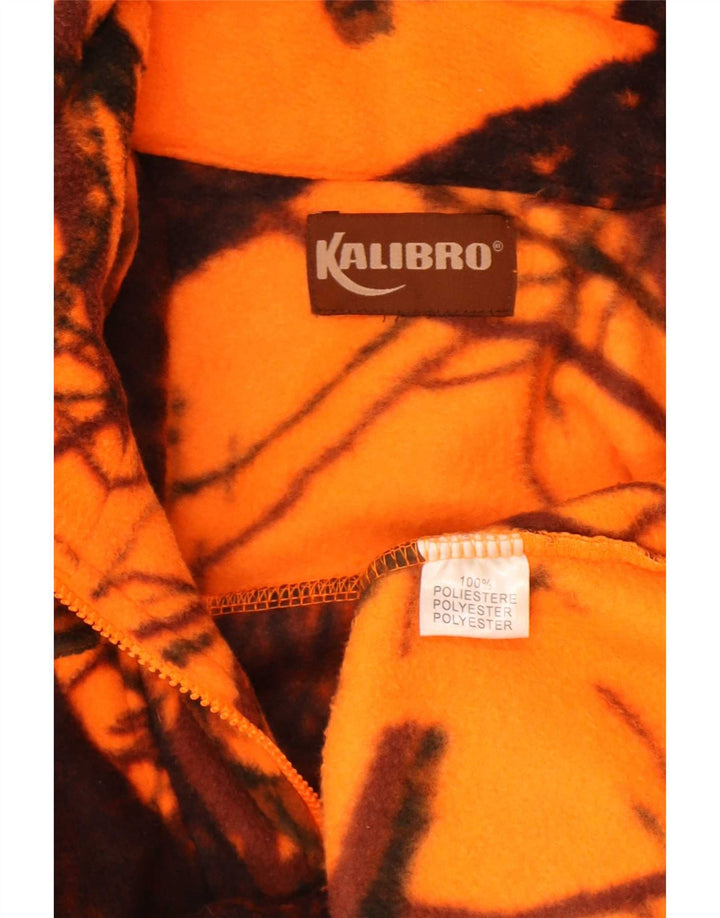 Vintage herre lynlås hals fleece jumper XL orange Camouflage polyester