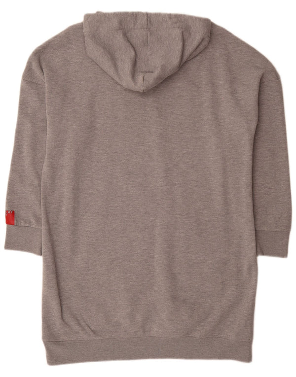 Replay Dame Nirvana Graphic Hoodie Dress UK 10 Small Grey Flecked
