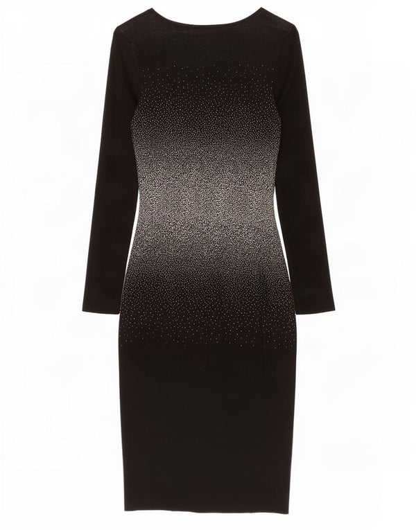 Oasis Dame Langærmet Bodycon Kjole UK 10 Small Black Flecked Bomuld